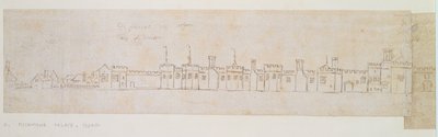 Mur extérieur du palais de Richmond, 16ème siècle - Anthonis van den Wyngaerde